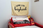 Fabric Tapestry Banner, Long Live Boyhood Yellow, Kids  Wall Art Decor