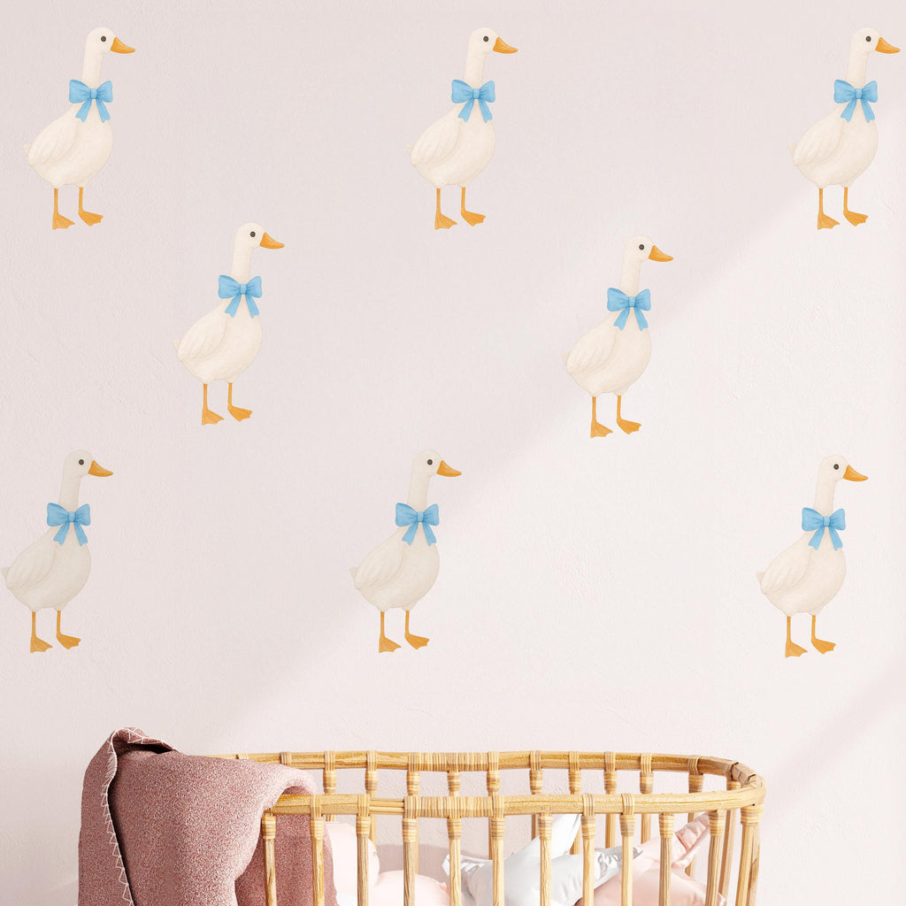 Watercolor Geese With Bows Wall Decals