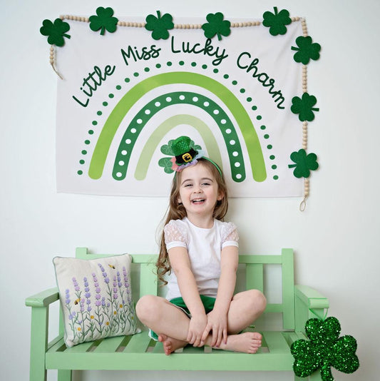 Fabric Tapestry Banner, Little Miss Lucky Charm, Kids Wall Art Room Decor
