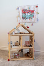 Christmas Banner, Merry & Bright, Festive Kids Fabric Tapestry,  Room Decor