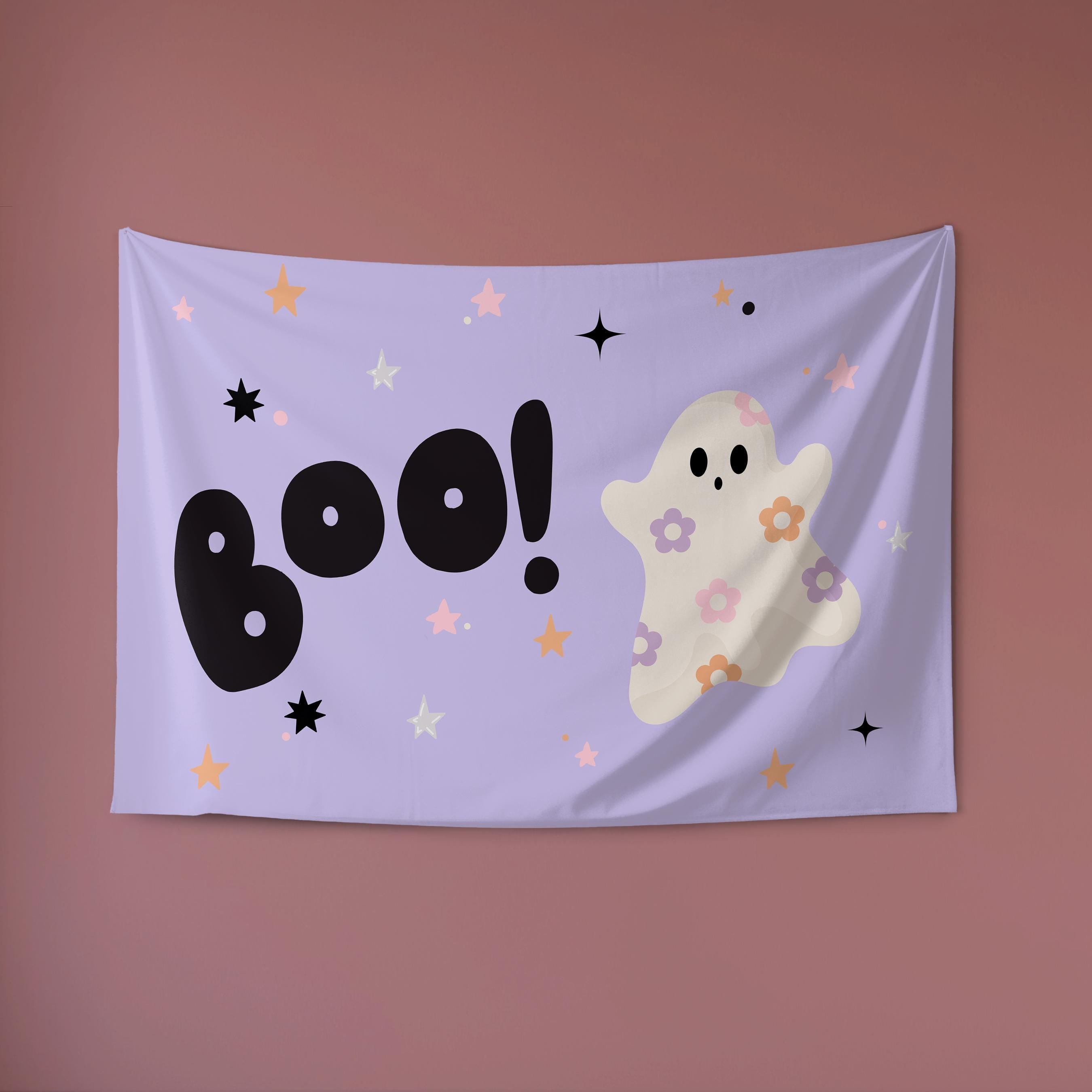 Halloween Banner, Hey Boo, Halloween Decor, Cute Ghost Halloween Wall Art
