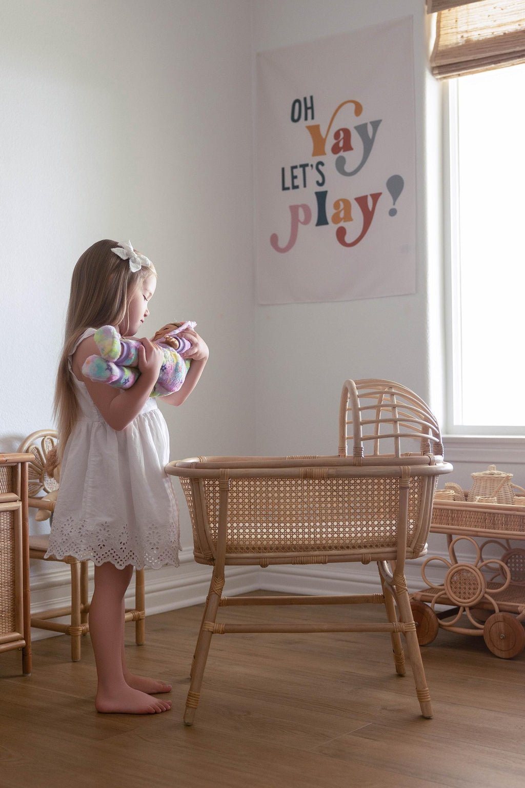 Fabric Tapestry Banner, Oh Yay Let's Play, Kids Wall Art Room Decor