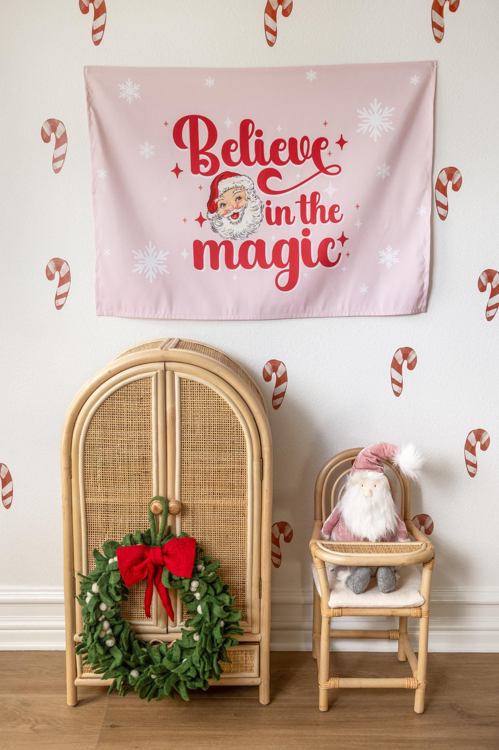 Christmas Banner, Believe in the Magic, Kids Fabric Tapestry, Wall art Room Decor