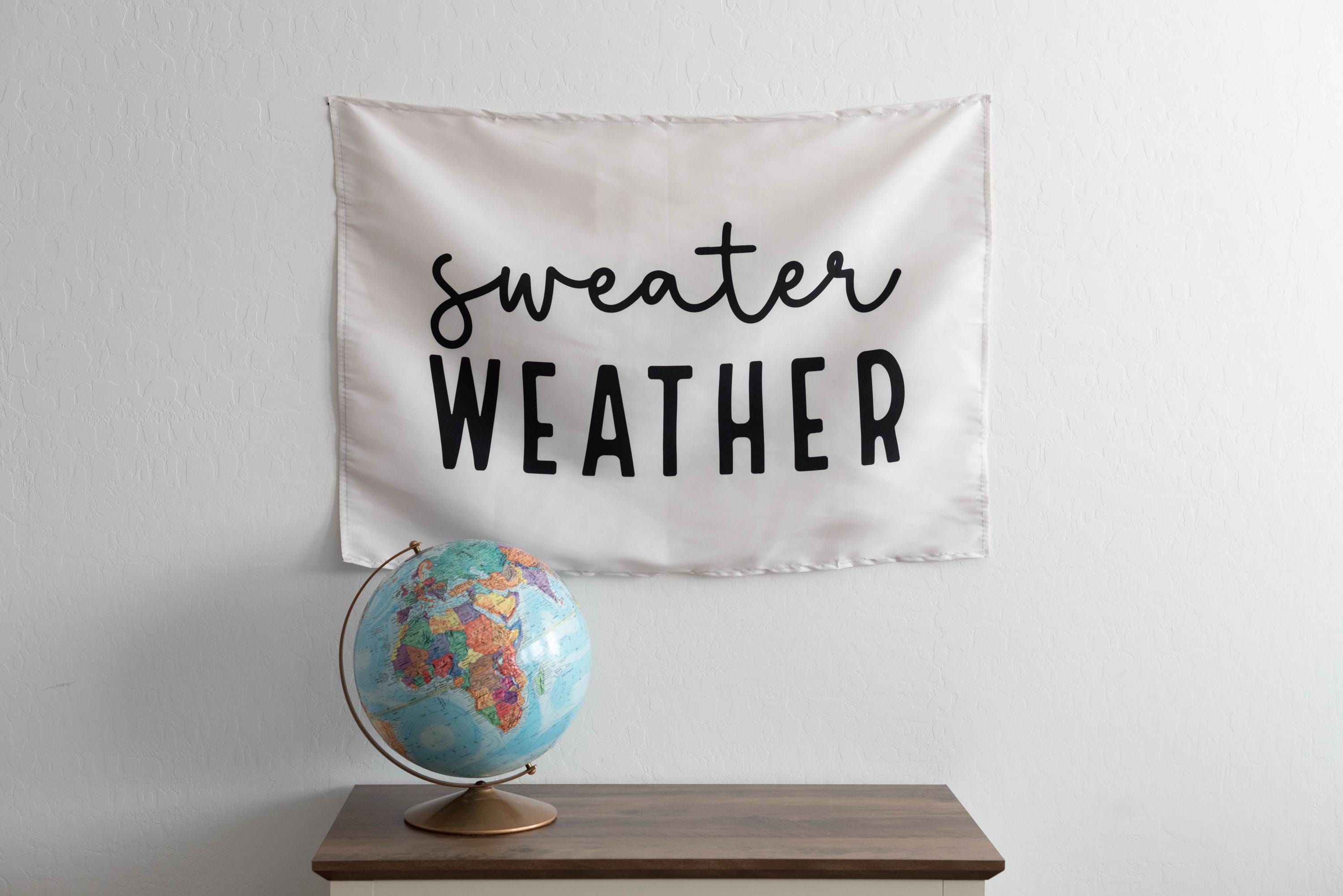 Fabric Tapestry Banner, Sweater Weather, Kids Wall Art Room Decor