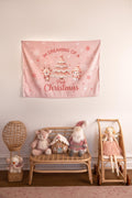 Christmas Banner Im Dreaming of  Pink Christmas, Kids Fabric Tapestry
