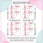 Pink Watercolor Bows Wall Decals