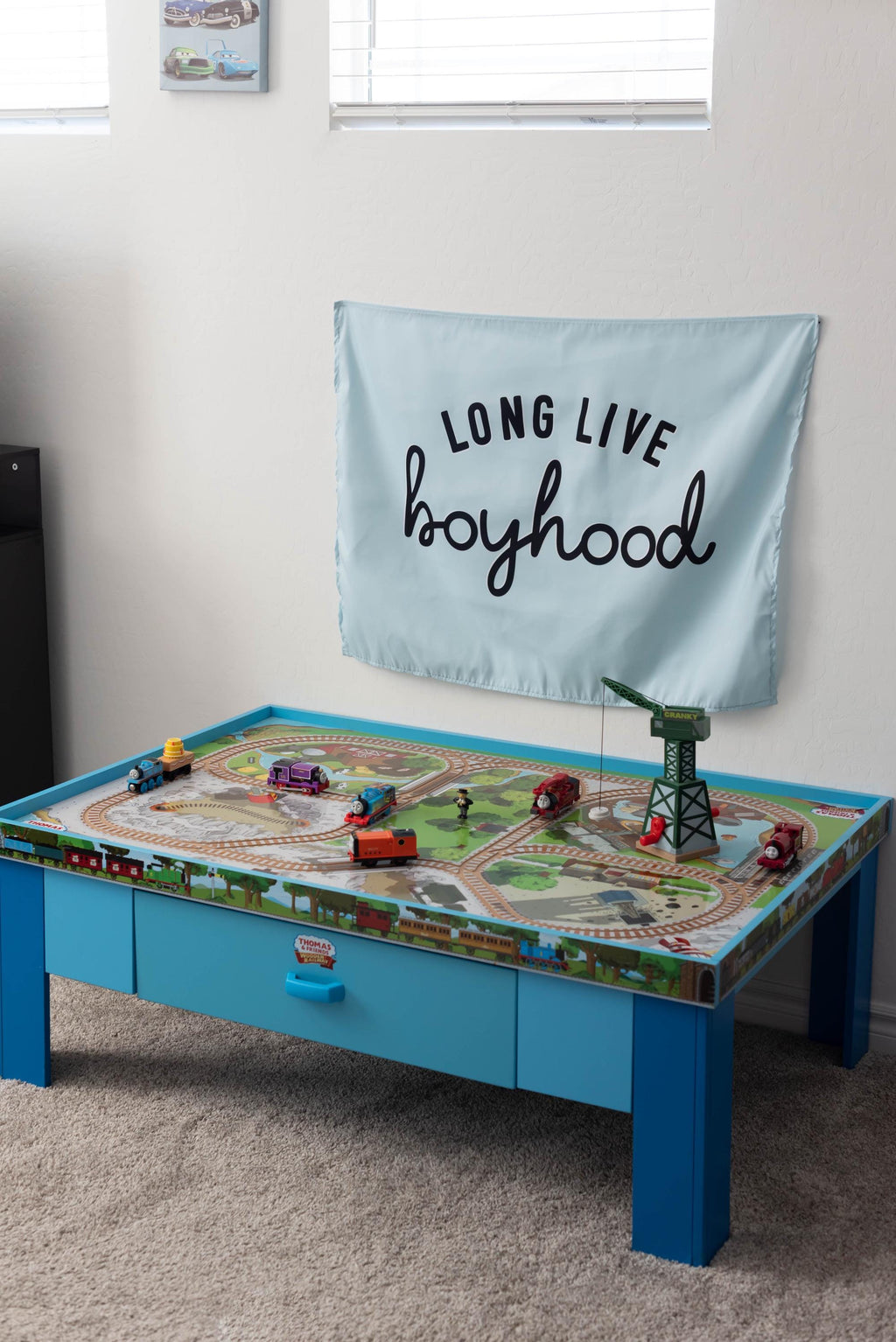 Fabric Tapestry Banner, Long Live Boyhood Blue, Kids  Wall Art Decor