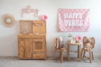 Fabric Tapestry Banner, Happy Vibes, Kids Wall Art Room Decor