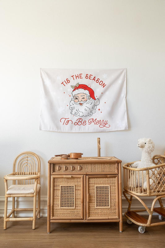 Christmas Banner, Tis the Season to be Merry, Kids Fabric Tapestry
