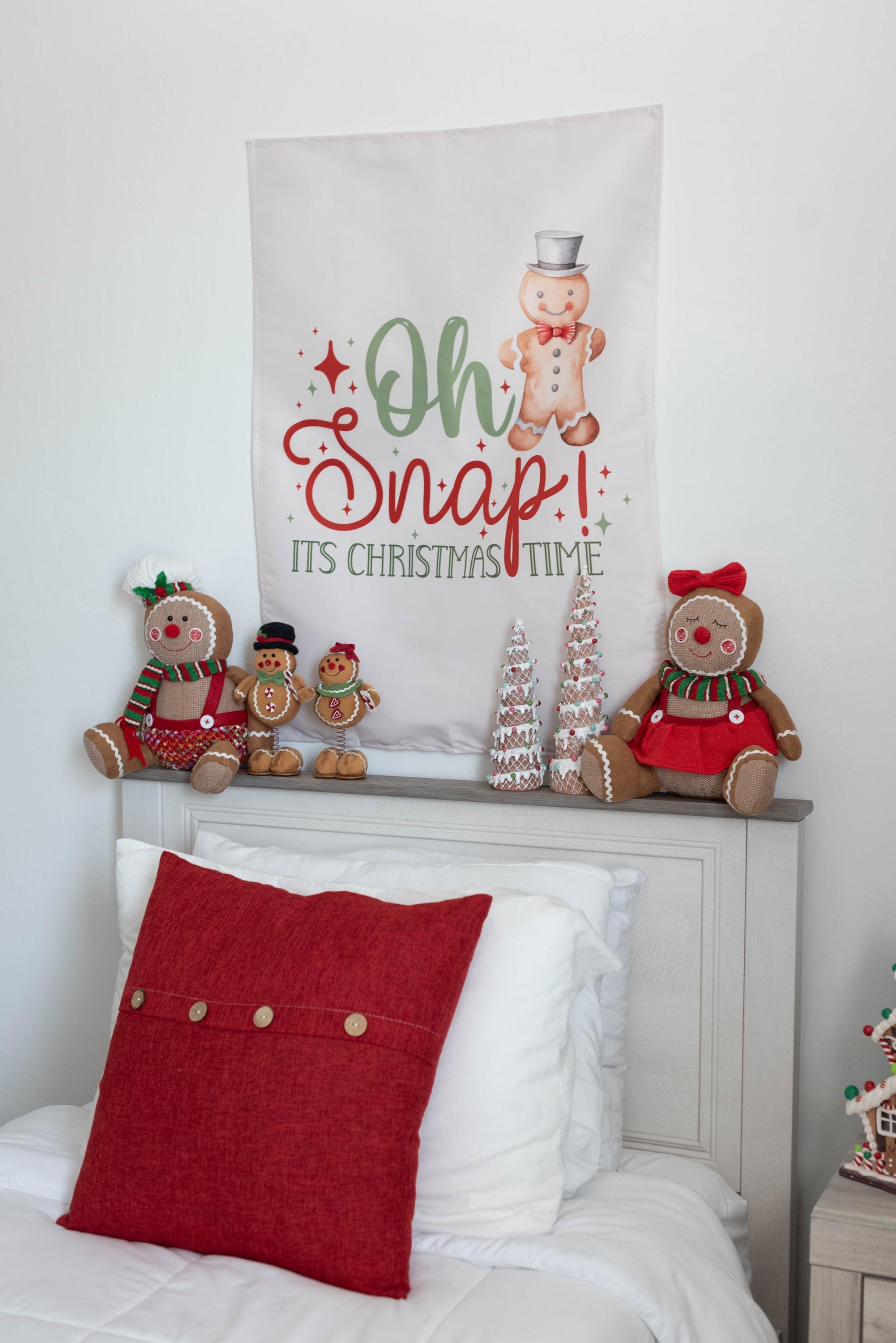 Christmas Banner Oh Snap, Kids Fabric Tapestry, Wall art Room Decor