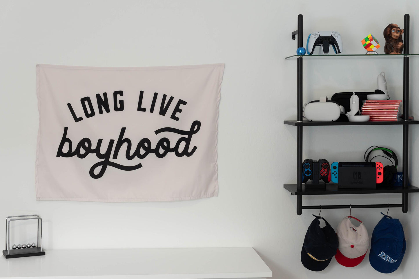 Fabric Tapestry Banner, Long Live Boyhood Original, Kids Wall Art Decor