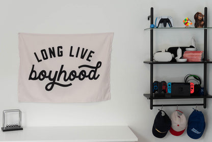 Fabric Tapestry Banner, Long Live Boyhood Original, Kids Wall Art Decor