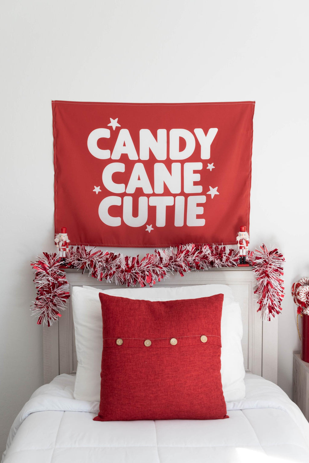 Christmas Banner, Candy Cane Cutie, Kids Fabric Tapestry, Wall art Room Decor