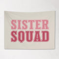 Fabric Tapestry Banner, Sister Squad,  Girls Pink Wall Art Decor, Children's Wall Art
