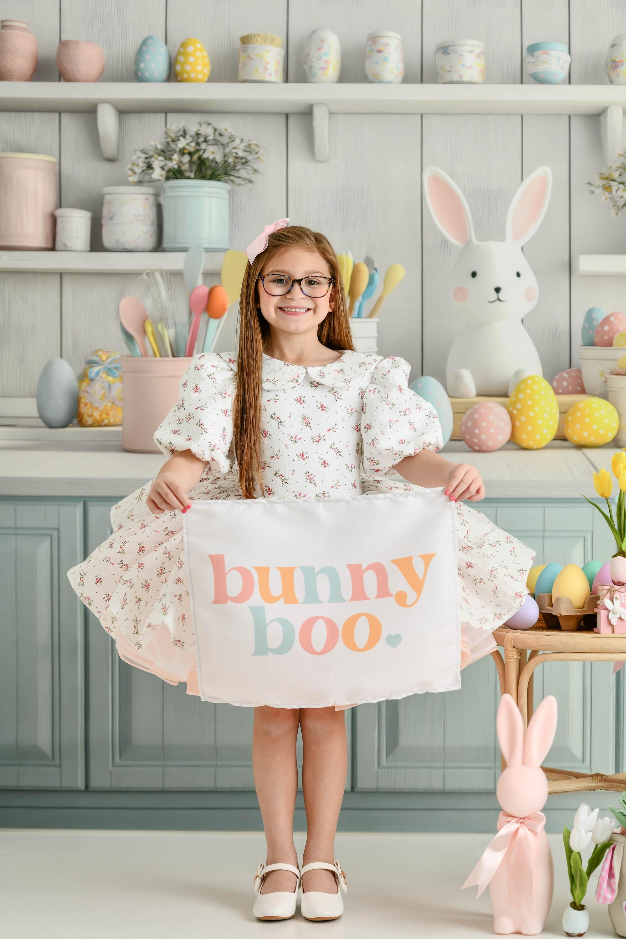 Fabric Tapestry Banner, Bunny Boo , Kids Wall Art Room Decor, Children's Wall Art