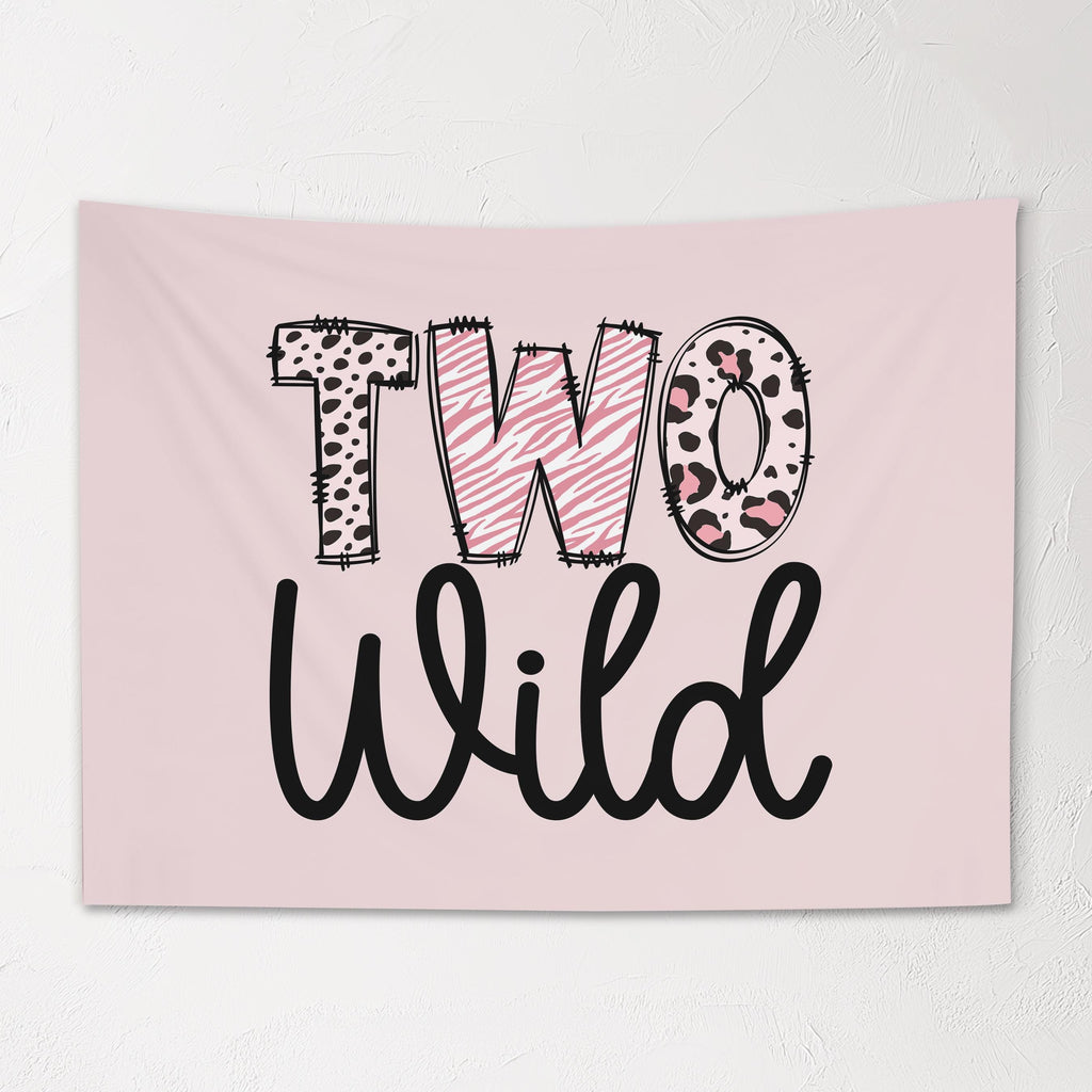 Fabric Tapestry Banner, TWO Wild, Kids Wall Art Room Decor, Children's Wall Art