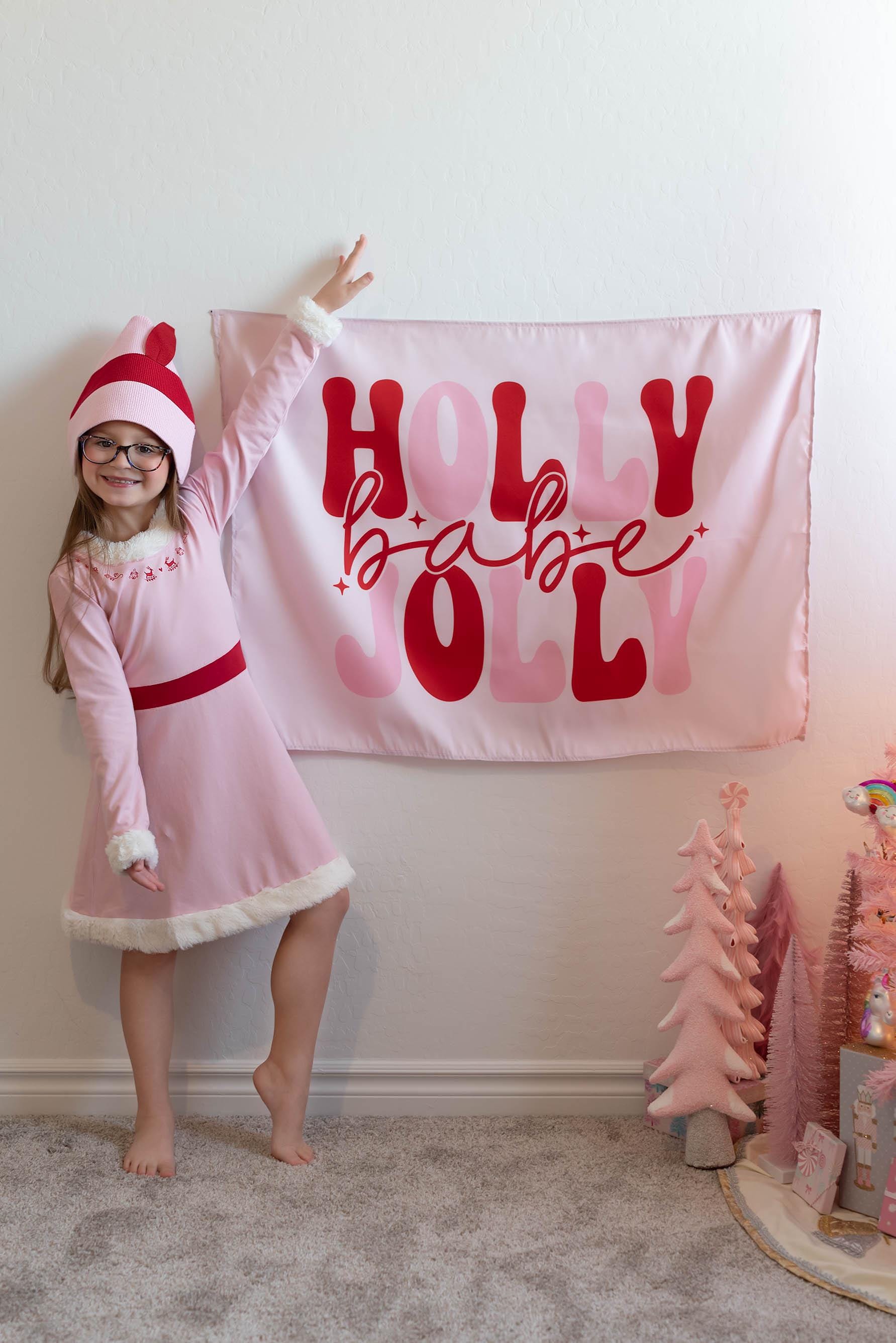 Holly Jolly Babe, Kids Fabric Tapestry