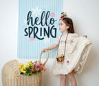 Fabric Tapestry Banner, Hello Spring, Kids Wall Art Room Decor, Children's Wall Art
