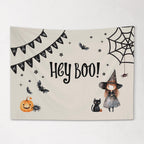 Halloween Banner, Hey Boo, Witch Halloween Decor, Halloween Wall Art