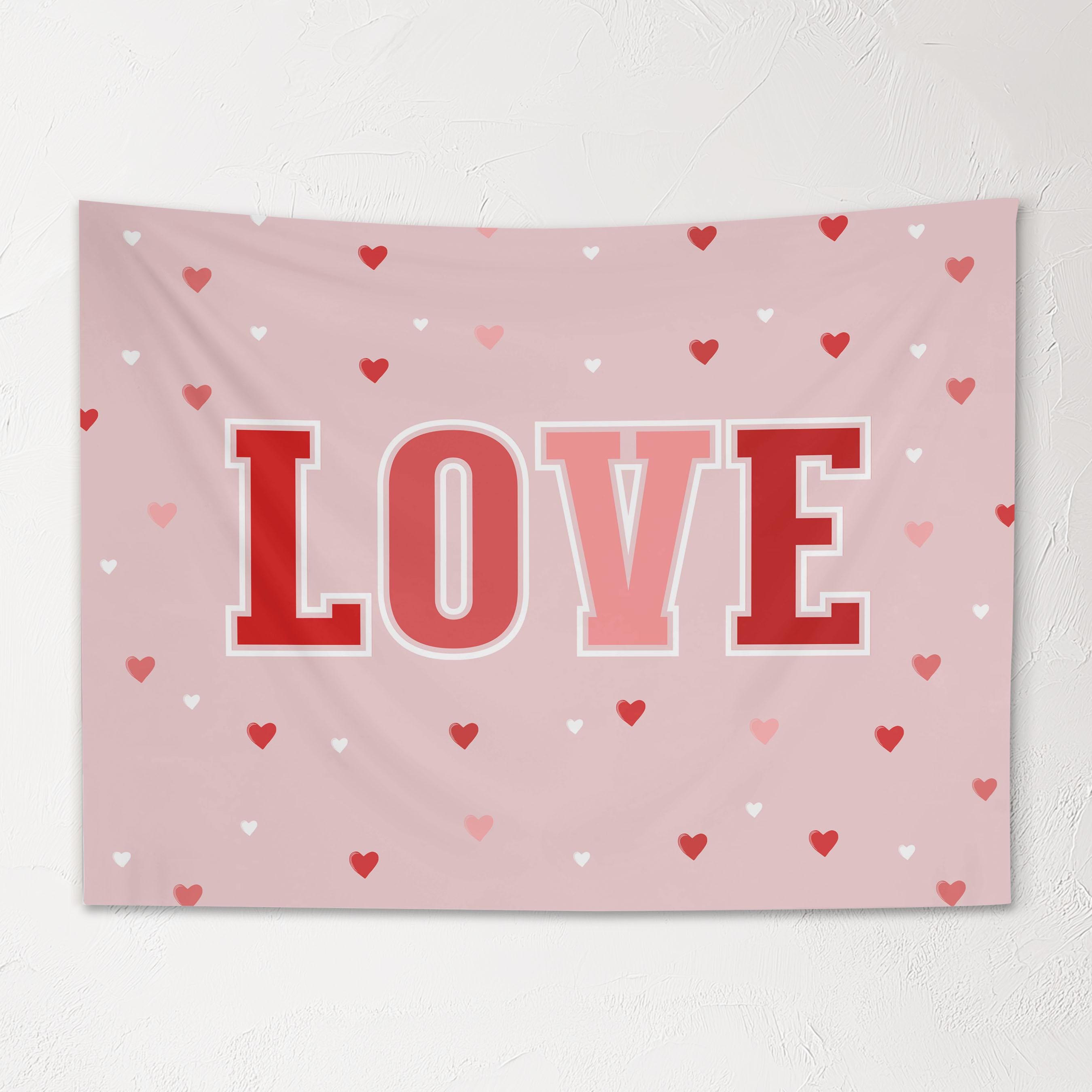 Fabric Tapestry Banner, Love, Kids Wall Art Room Decor, Childrens Wall Art