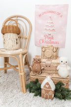 Im Dreaming of  Pink Christmas, Kids Fabric Tapestry
