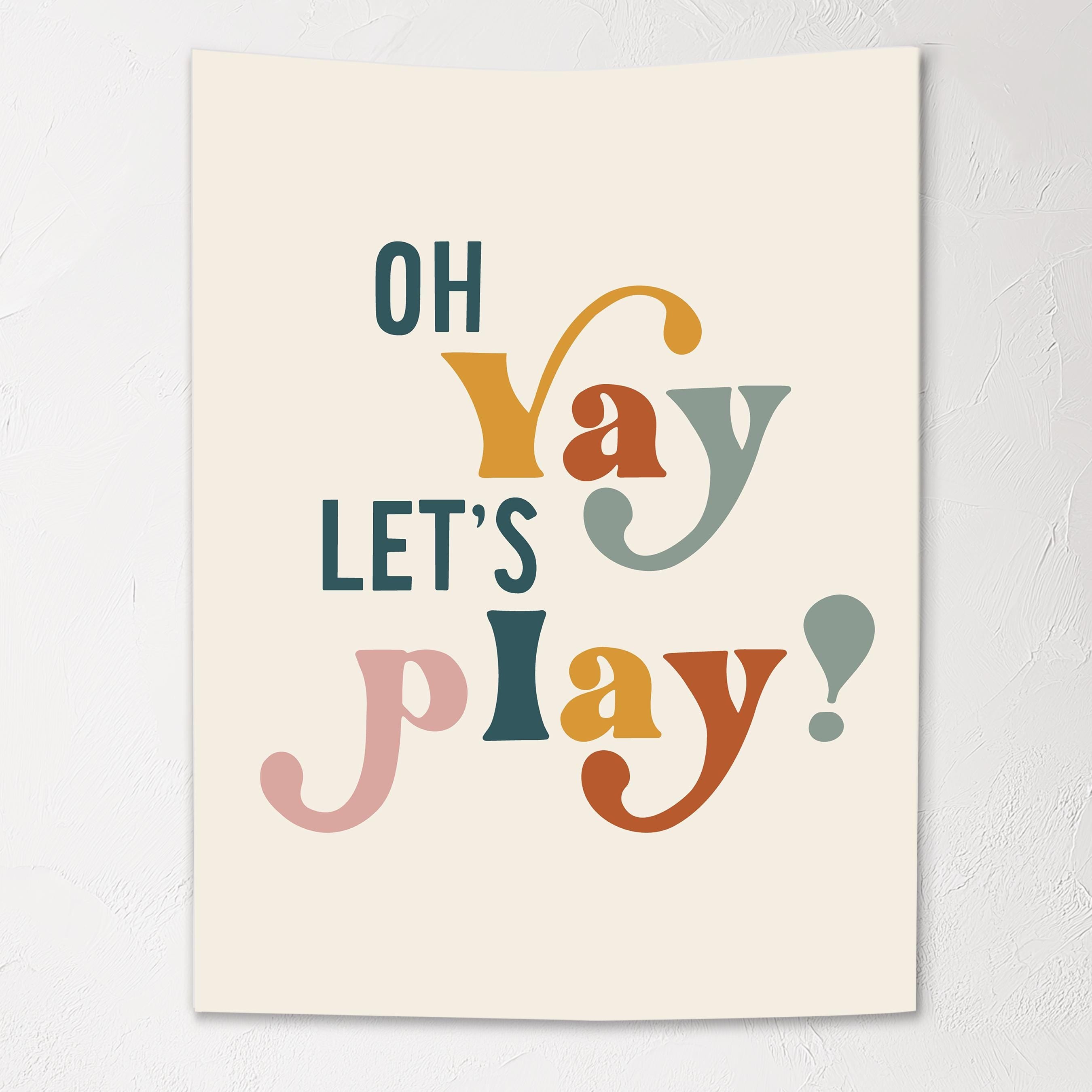 Fabric Tapestry Banner, Oh Yay Let's Play, Kids Wall Art Room Decor