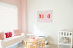 Fabric Tapestry Banner, XOXO, Kids Wall Art Room Decor, Childrens Wall Art