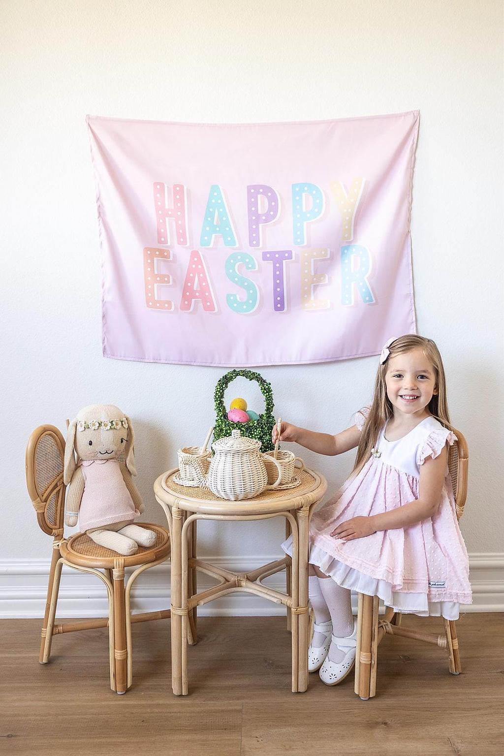 Fabric Tapestry Banner, Happy Easter, Kids Wall Art Room Decor, Children's Wall Art