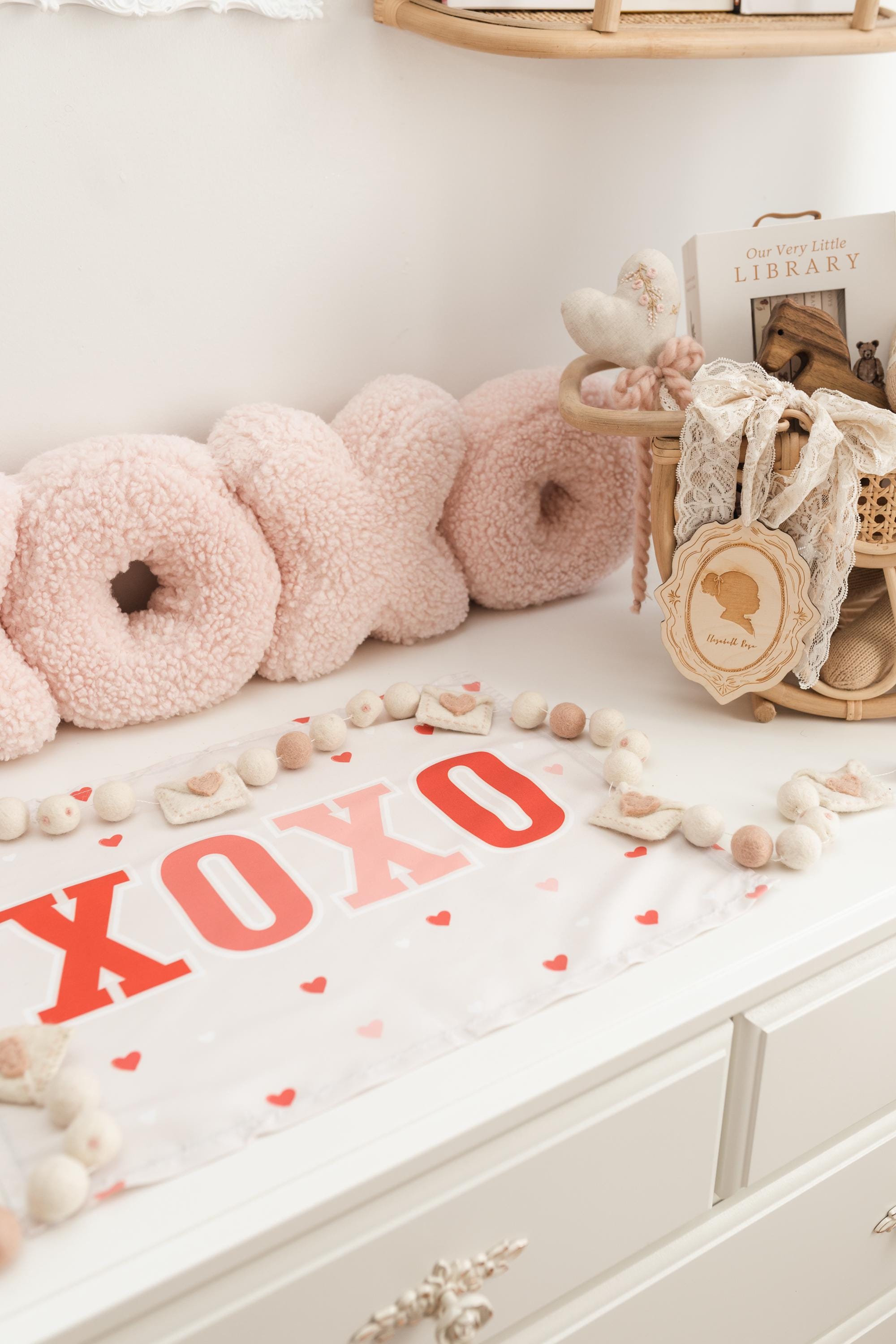 Fabric Tapestry Banner, XOXO, Kids Wall Art Room Decor, Children's Wall Art