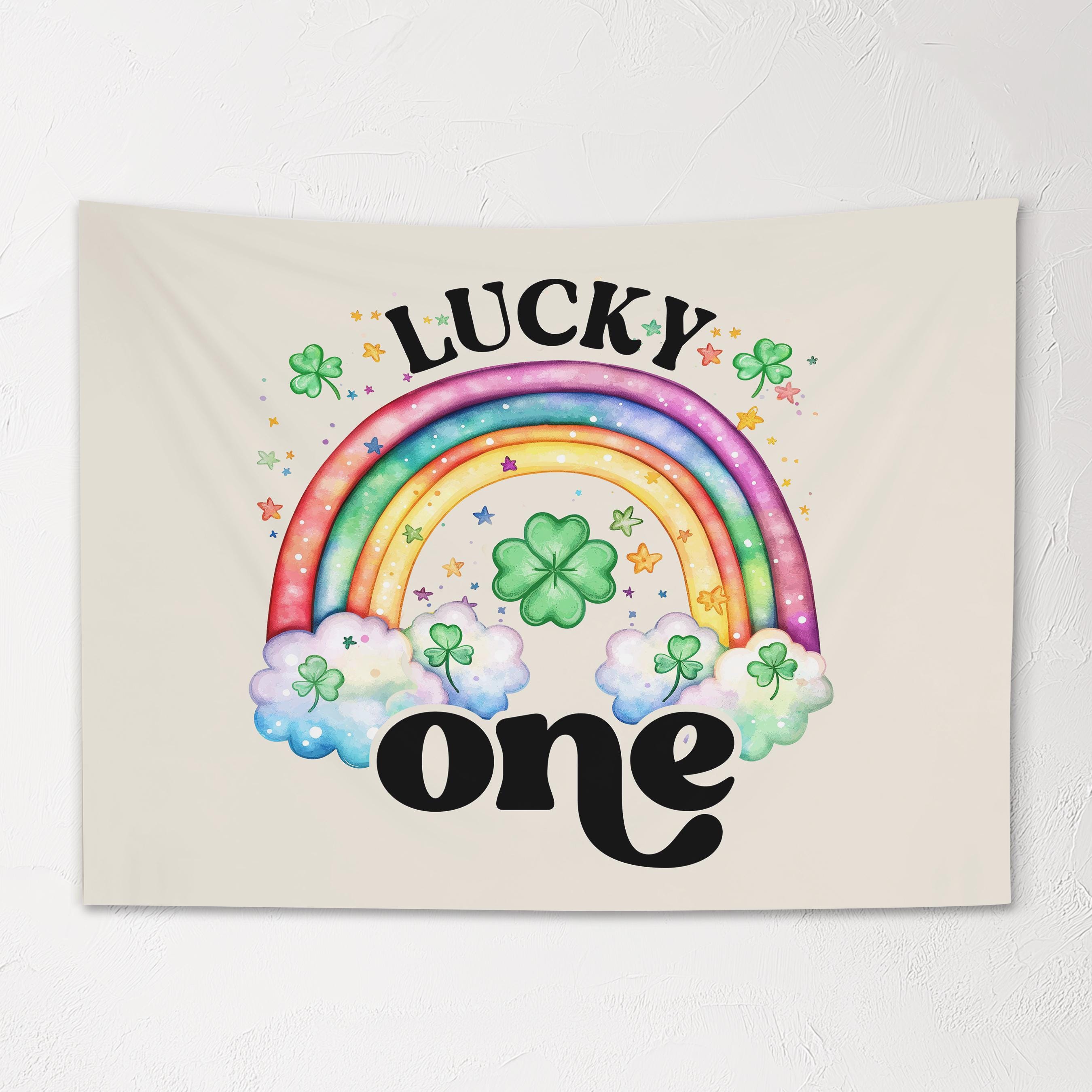 Fabric Tapestry Banner, Lucky ONE, Kids Wall Art Room Decor, Children's Wall Art