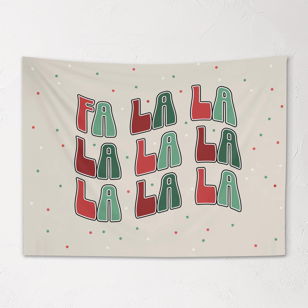 Christmas Banner, Fa La La La La, Festive Kids Fabric Tapestry, Wall art Room Decor