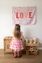 Fabric Tapestry Banner, Love, Kids Wall Art Room Decor, Childrens Wall Art