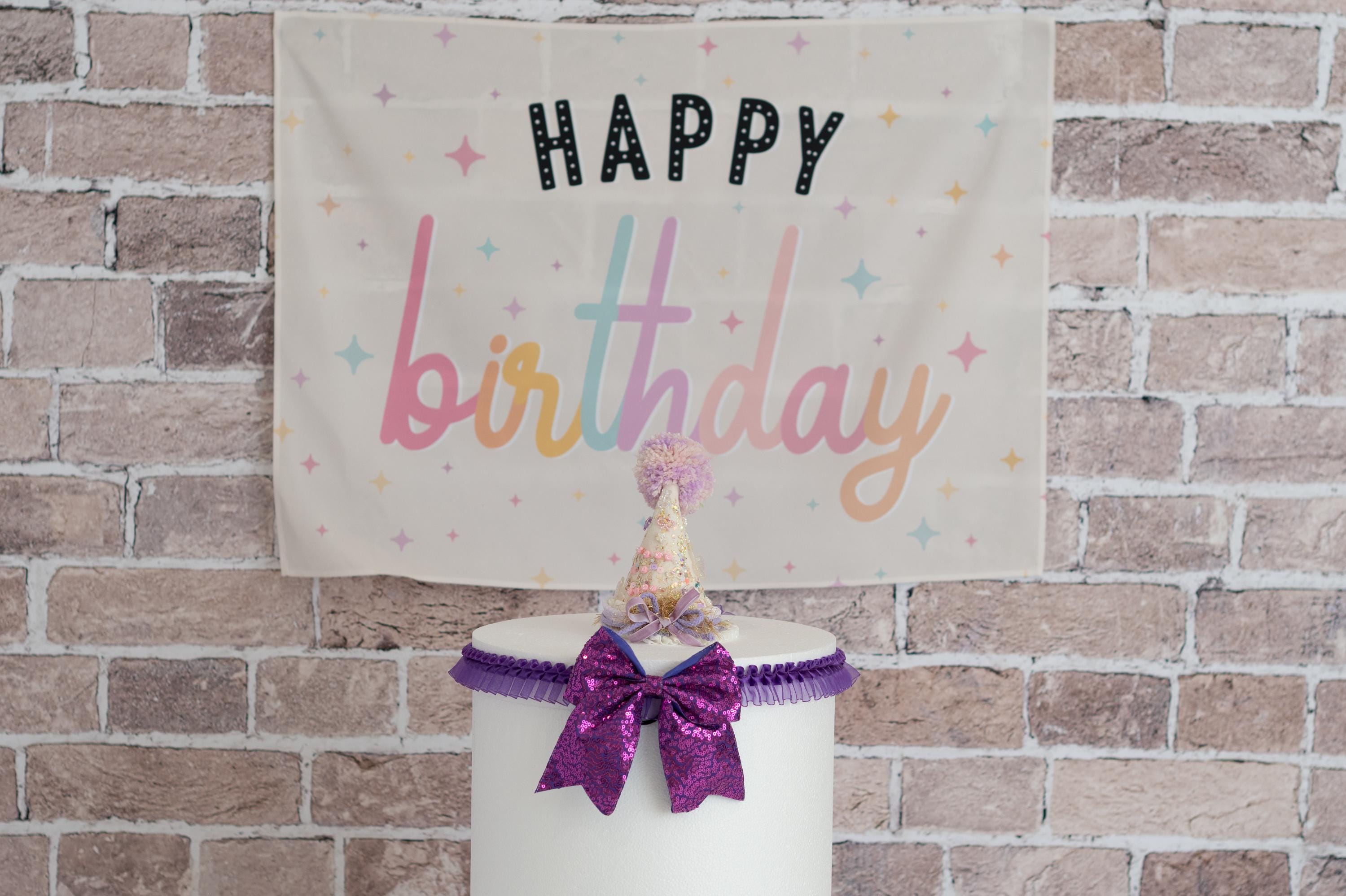 Fabric Tapestry Banner, Happy Birthday, Kids Wall Art Room Decor, Children's Wall Art