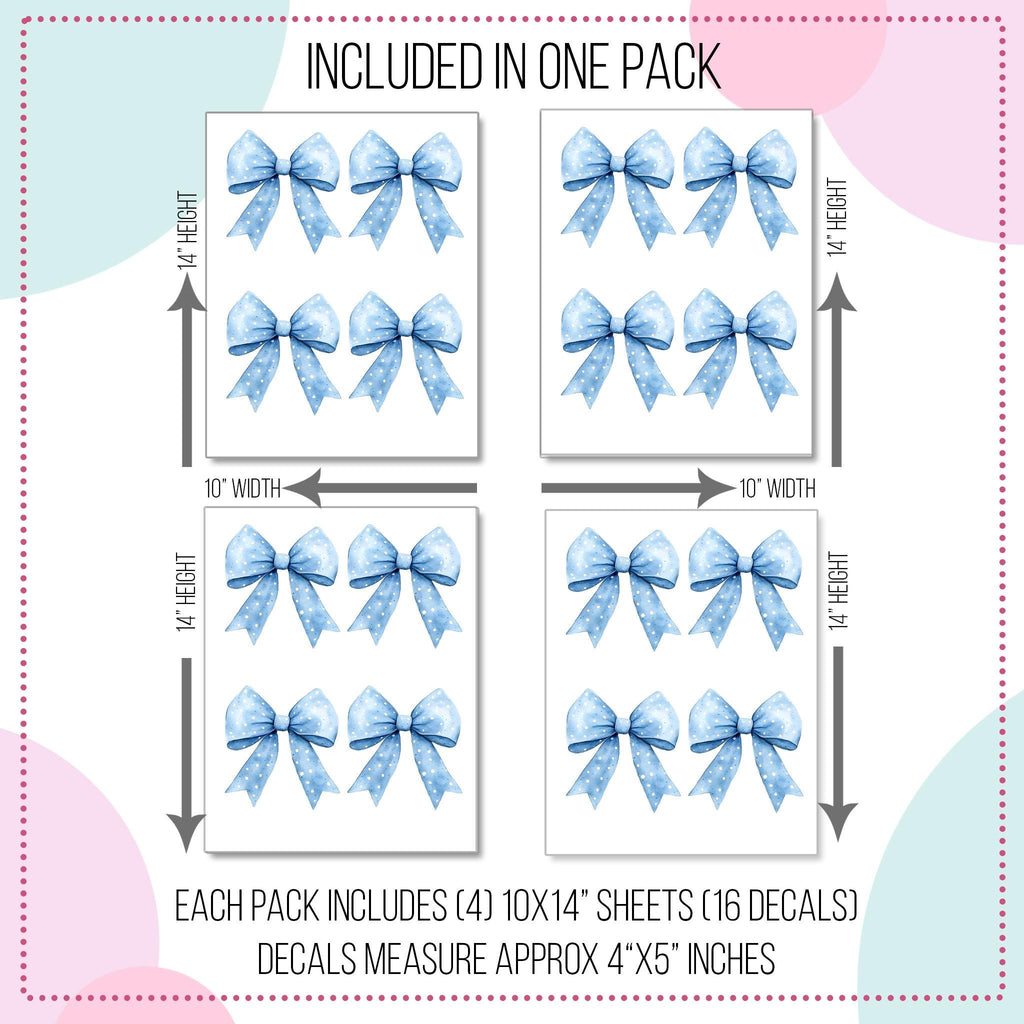 Blue Polka Dot Bows Wall Decals