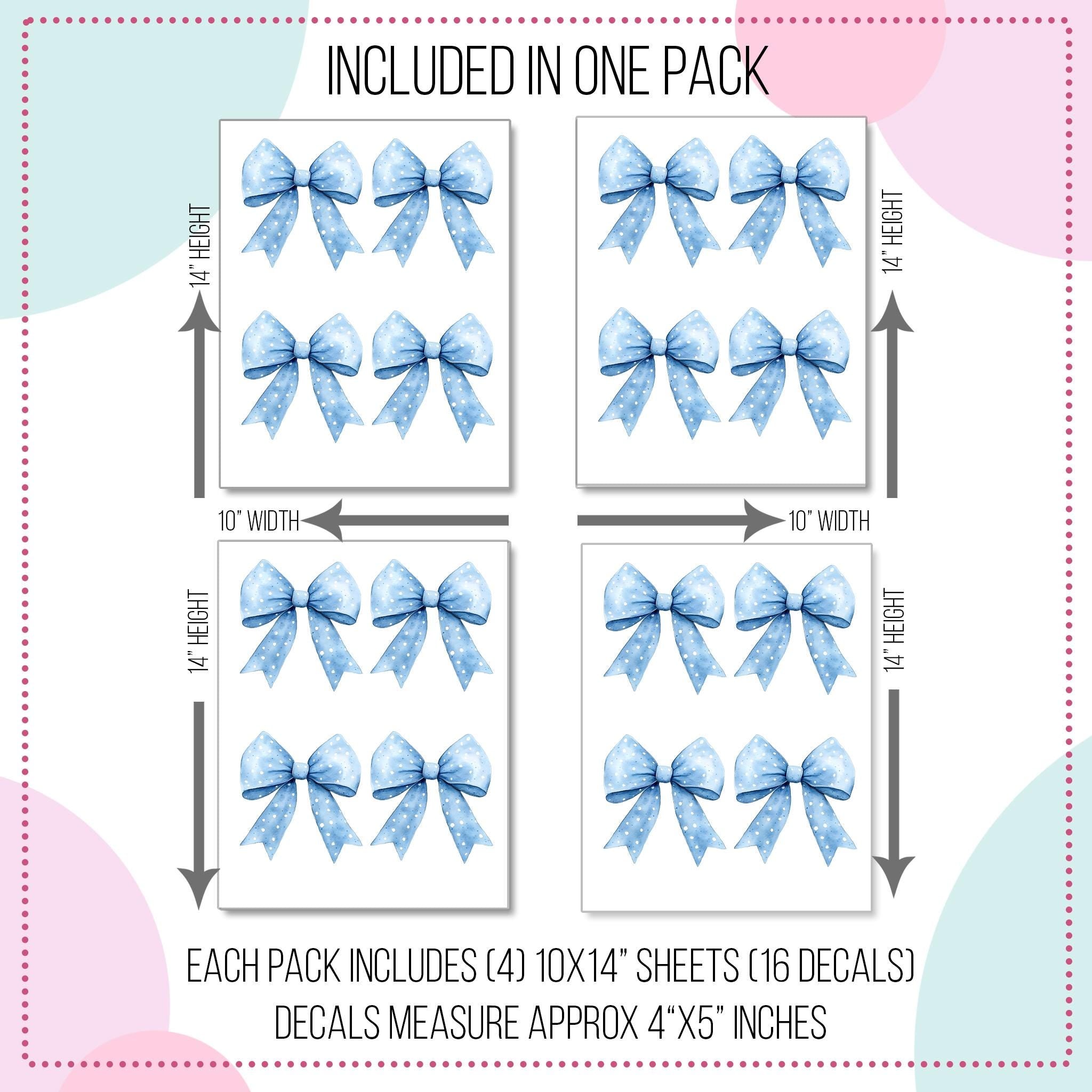 Blue Polka Dot Bows Wall Decals