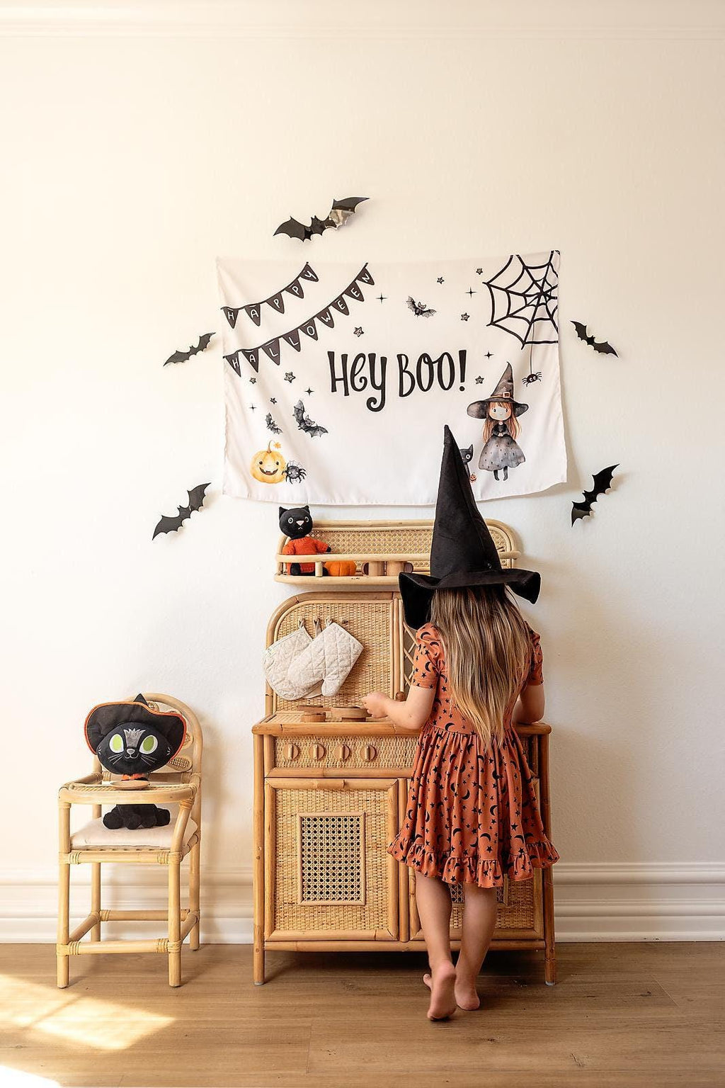 Halloween Banner, Hey Boo, Witch Halloween Decor, Halloween Wall Art