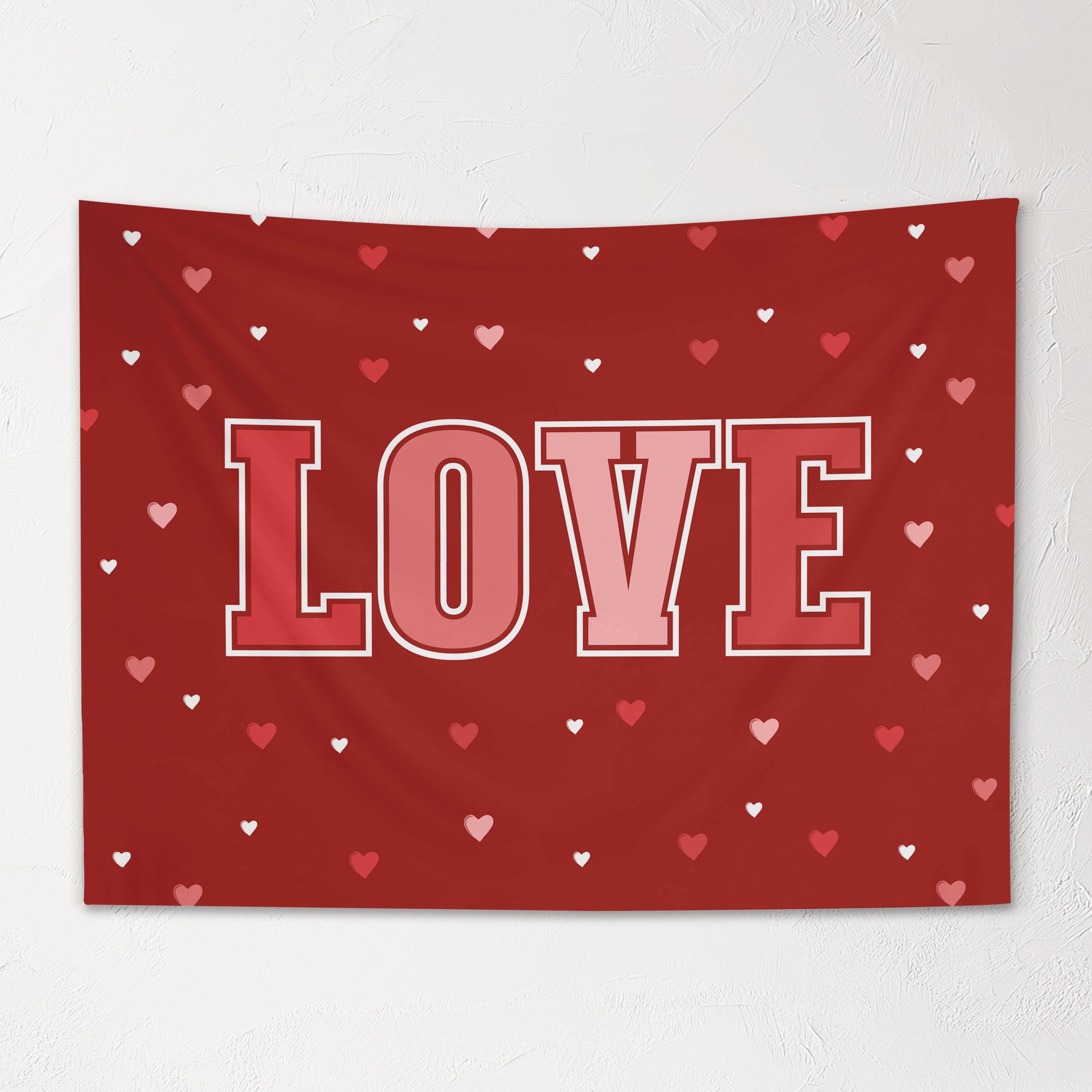 Fabric Tapestry Banner, Love, Kids Wall Art Room Decor, Childrens Wall Art