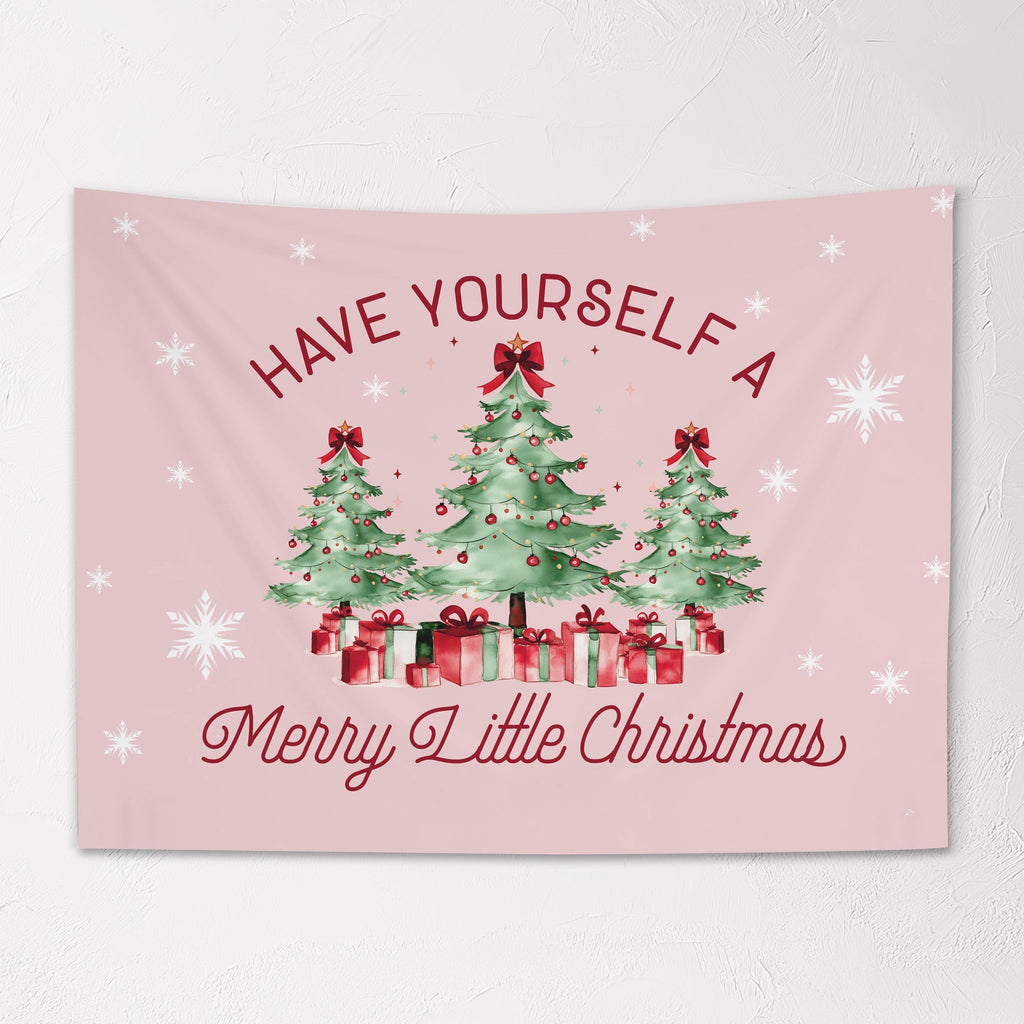 Christmas Banner Have yourself a Merry Little Christmas, Kids Fabric Tapestry