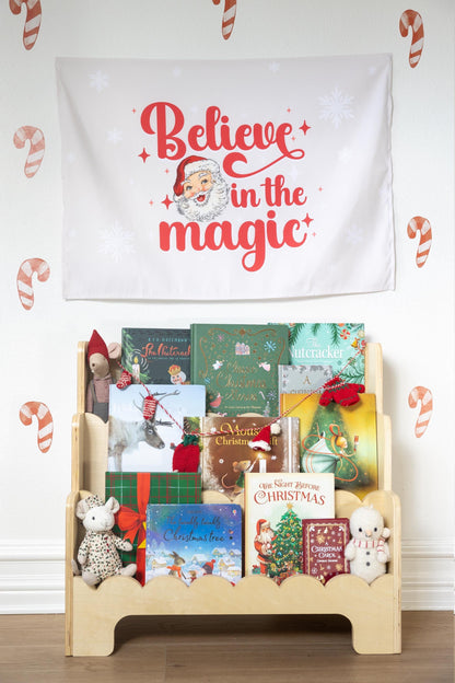 Christmas Banner, Believe in the Magic, Kids Fabric Tapestry, Wall art Room Decor