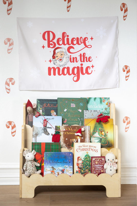 Christmas Banner, Believe in the Magic, Kids Fabric Tapestry, Wall art Room Decor
