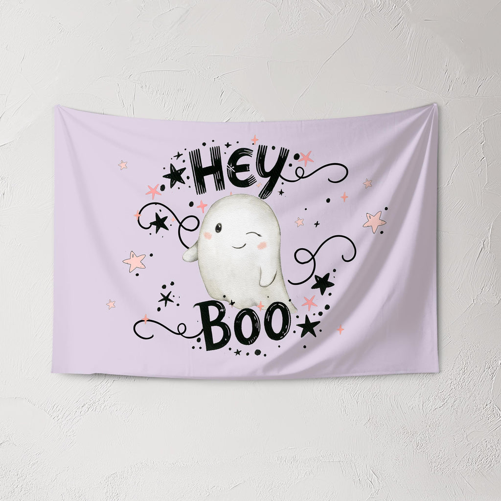 Halloween Banner, Hey Boo, Halloween Decor, Cute Ghost Halloween Wall Art