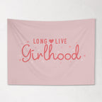 Fabric Tapestry Banner, Long Live Girlhood , Kids Pink Wall Art Decor