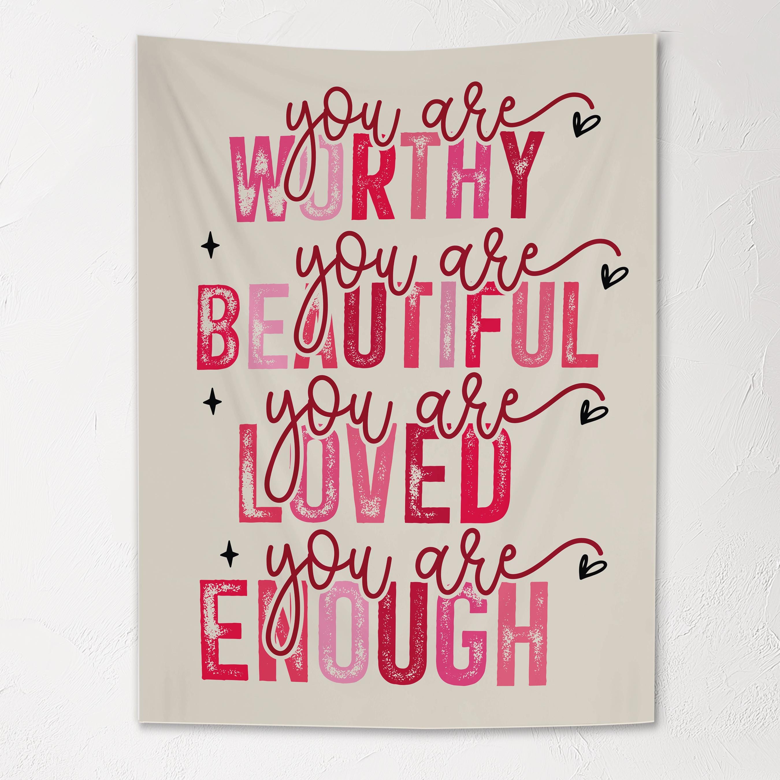 You Are Worthy Fabric Tapestry Banner: Kids Room Wall Art