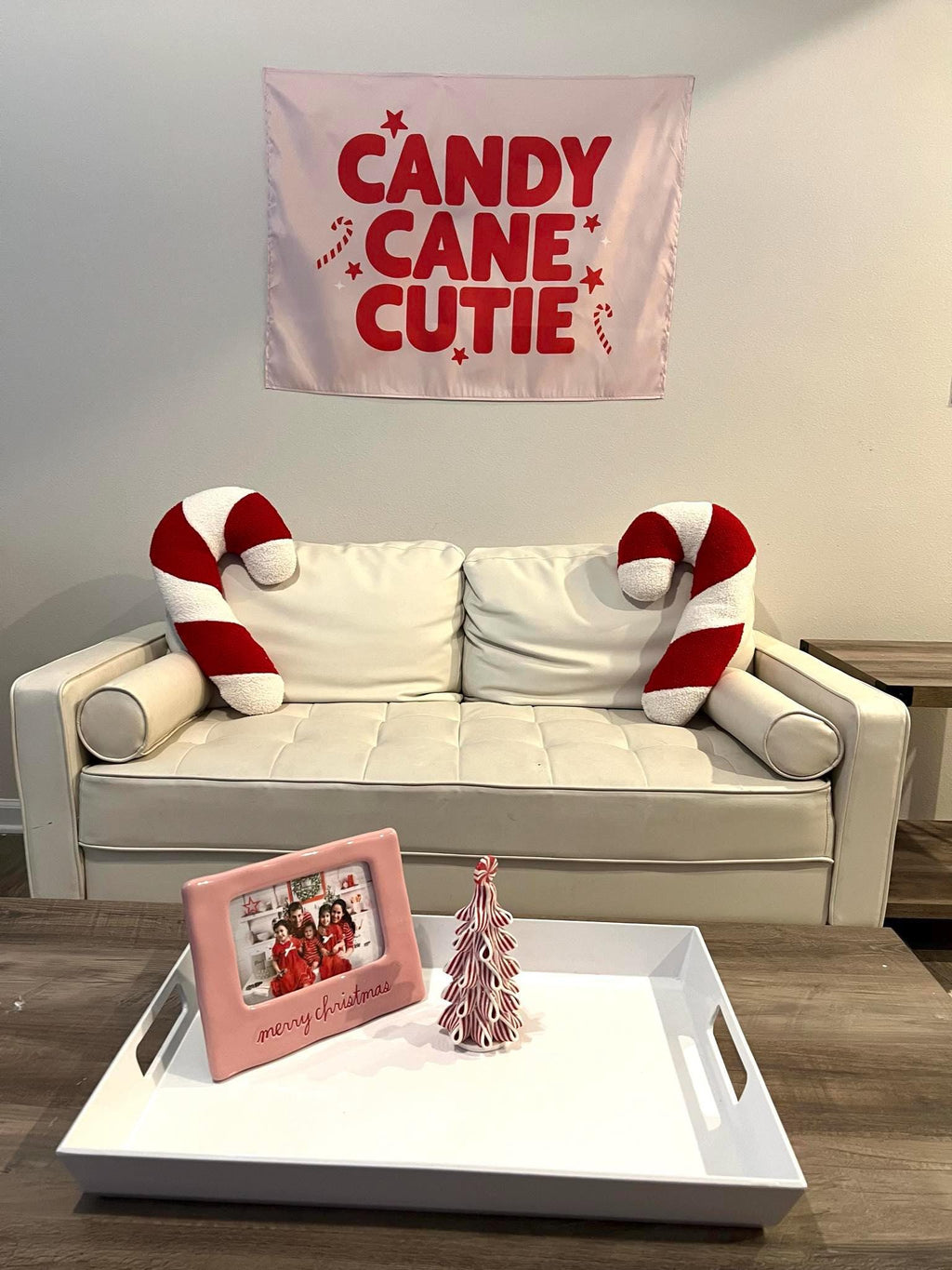 Christmas Banner, Candy Cane Cutie, Kids Fabric Tapestry, Wall art Room Decor
