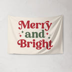 Christmas Banner, Merry and Bright, Festive Kids Fabric Tapestry