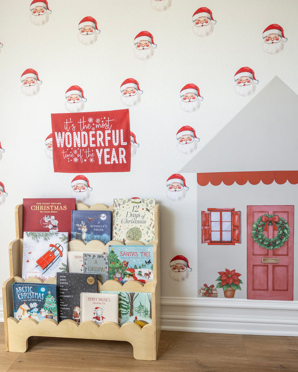 Red Santa Wall Decals, Nursery Wall Decor, Reusable & Removable Fabric Wall Stickers