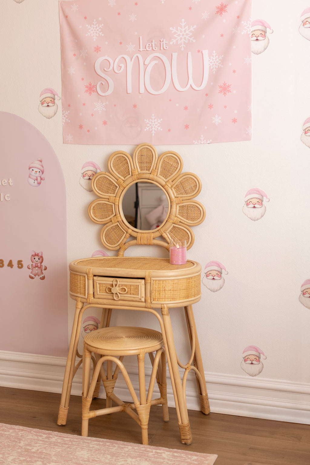 Pink Santa Wall Decals