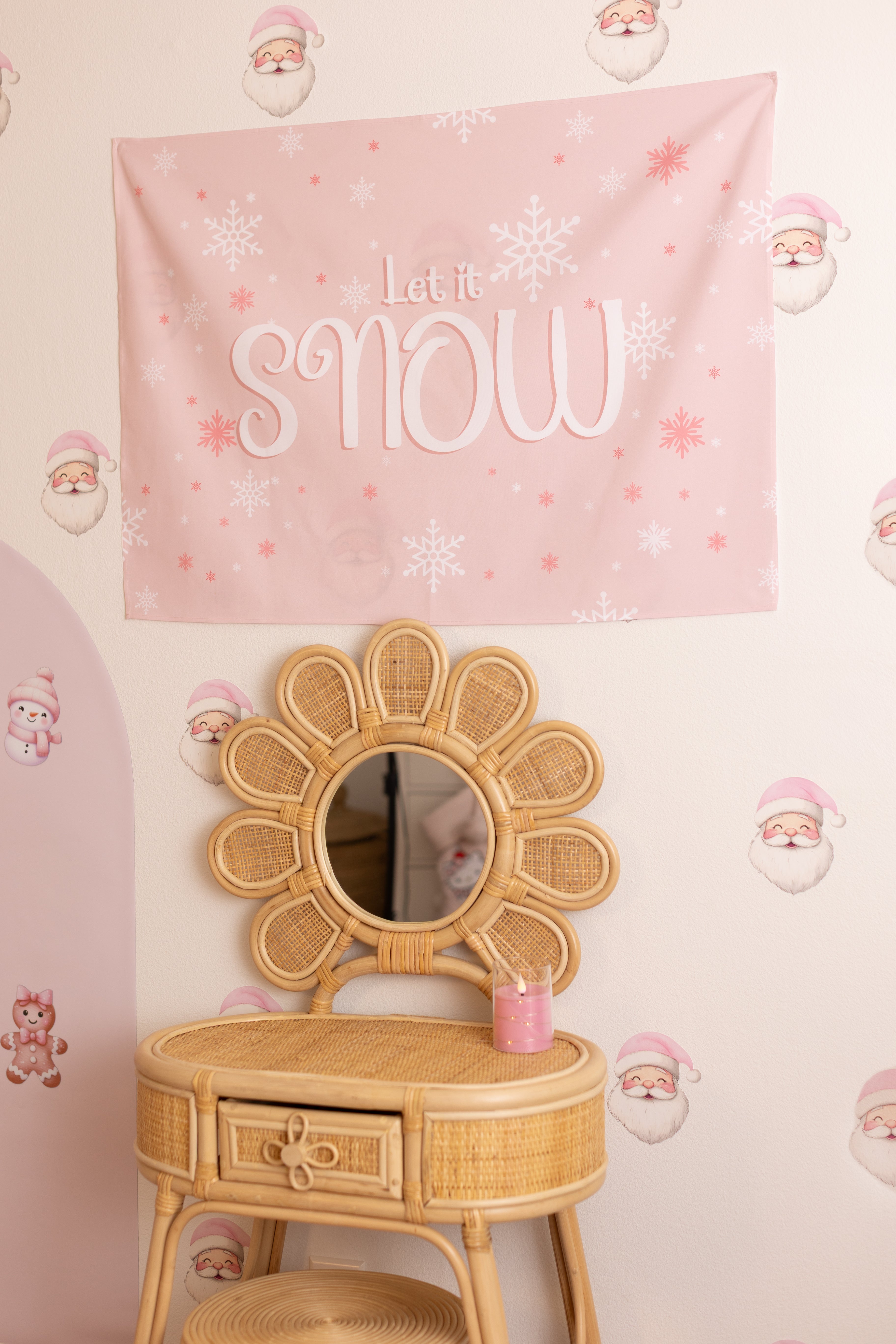 Pink Santa Wall Decals