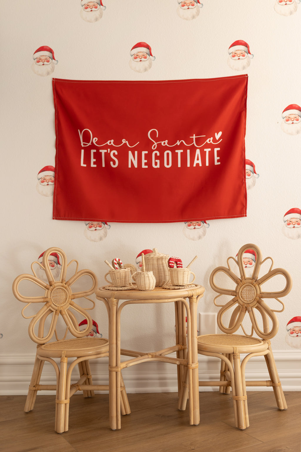 Christmas Banner, Dear Santa Let's Negotiate, Kids Fabric Tapestry