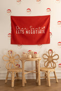 Christmas Banner, Dear Santa Let's Negotiate, Kids Fabric Tapestry
